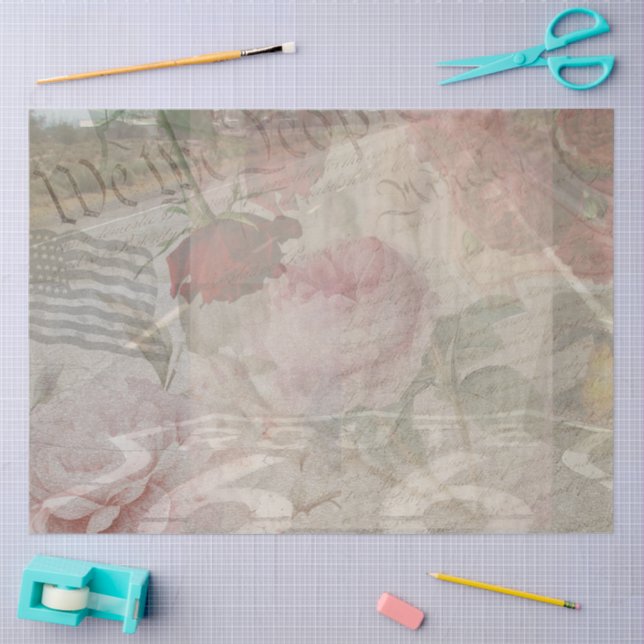 Papel De Seda Decoupage USA Floral Collage (Artesanía)