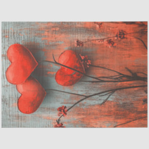 Papel De Seda Decoupage Valentine Textured Heart Art