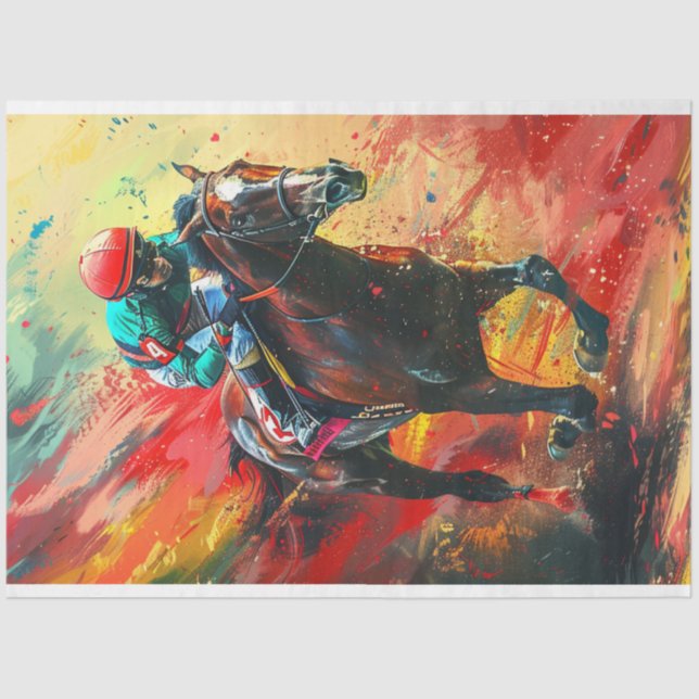 Papel De Seda Decoupage Vibrant Abstract Jockey & Rider (Anverso)