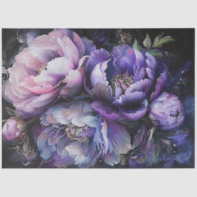Papel De Seda Decoupage Vibrant Digital Vibrant Peony Púrpura Ro (Anverso)