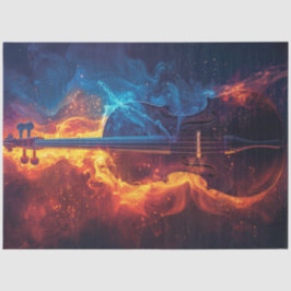 Papel De Seda Decoupage Vibrant Fire Violin