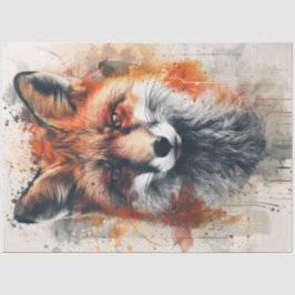 Papel De Seda Decoupage Vibrant Fox Pintura Resumen Fondo