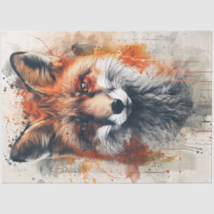 Papel De Seda Decoupage Vibrant Fox Pintura Resumen Fondo
