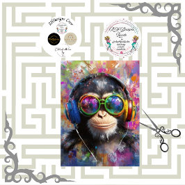 Papel De Seda Decoupage Vibrant Monkey Abstract Art Headphones