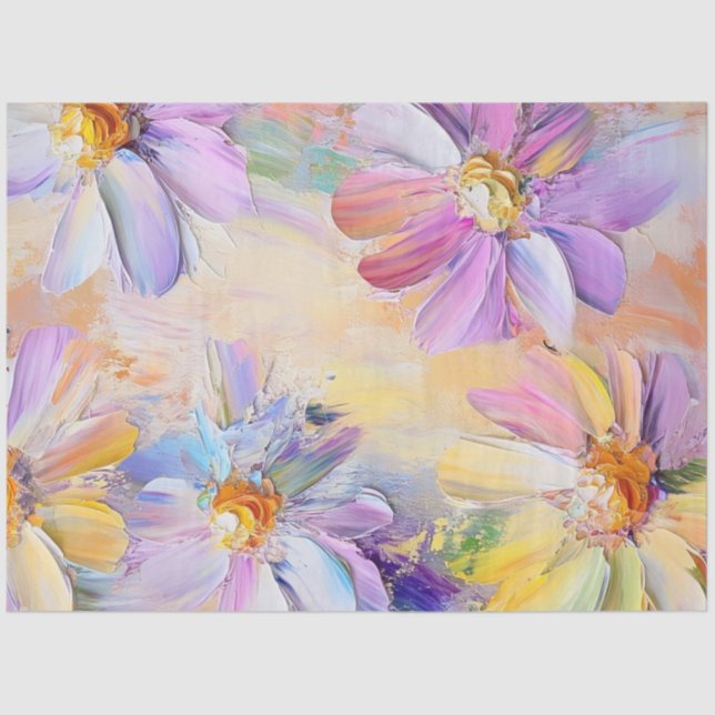 Papel De Seda Decoupage Vibrant Painting Daisy Flowers (Anverso)