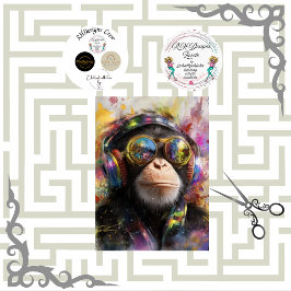 Papel De Seda Decoupage Vibrant Painting Monkey Abstract