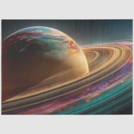 Papel De Seda Decoupage Vibrant Planet Surface Gold Purple Verde