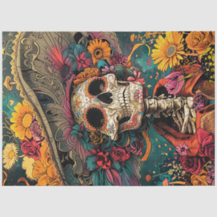 Papel De Seda Decoupage Vibrante Día de la Dama Muerta