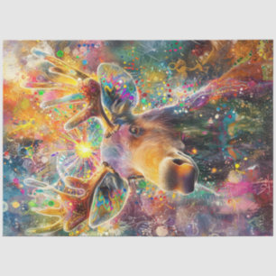 Papel De Seda Decoupage Vibrante Whimsical Moose Digital Art