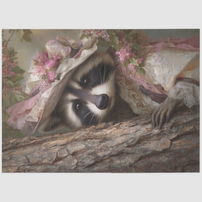 Papel De Seda Decoupage Victorian Vestido Fox Behind Tree (Anverso)