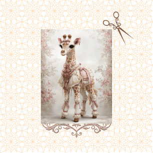 Papel De Seda Decoupage Victoriana Vieja Giraffe Rosa