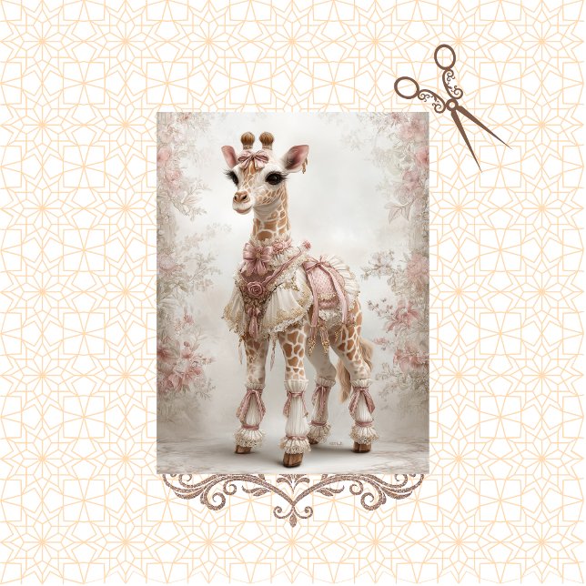 Papel De Seda Decoupage Victoriana Vieja Giraffe Rosa (Subido por el creador)