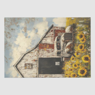 Papel De Seda Decoupage Viejo Camión Rusty Blanco Barn Rojo Blan