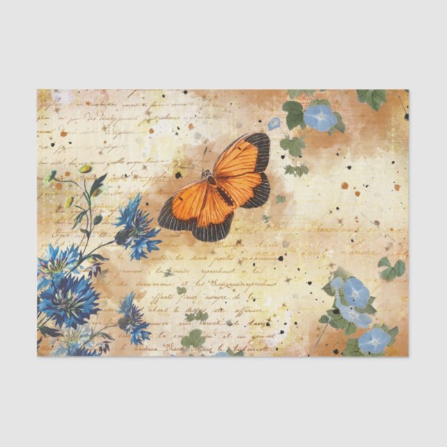 Papel De Seda Decoupage vintage Butterfly Ephemera (Anverso)