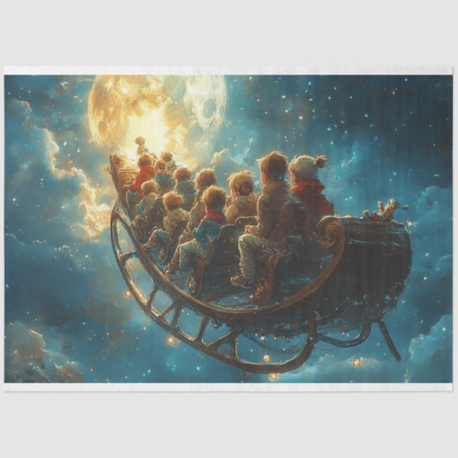 Papel De Seda Decoupage Vintage Christmas Sleigh Ride (Anverso)