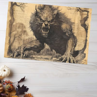 Decoupage Vintage de Halloween de Hombre Lobo
