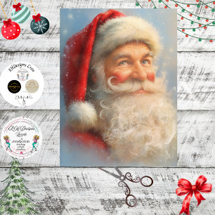 Papel De Seda Decoupage Vintage Festivo Retrato de Santa Claus