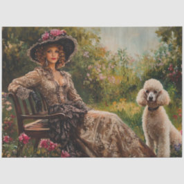 Papel De Seda Decoupage Vintage Lady en Garden y Standard Poodle