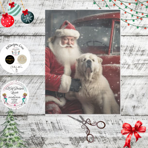 Papel De Seda Decoupage Vintage Santa Red Truck Great Pyrenees