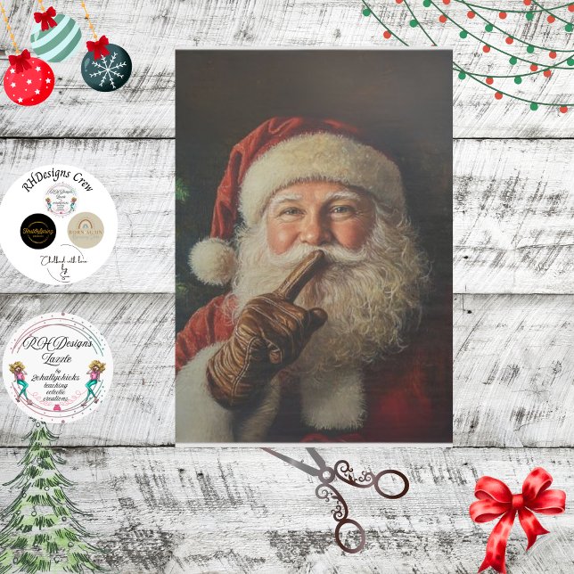 Papel De Seda Decoupage Vintage Santa Shushing (Subido por el creador)