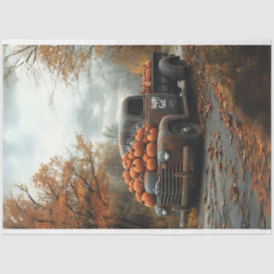 Papel De Seda Decoupage Vintage Truck Pumpkins Fall Scene