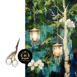 Papel De Seda Decoupage vintage Woodland Chandelier