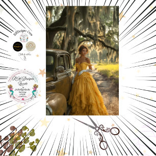 Papel De Seda Decoupage Vintage Yellow Car Beautiful Woman