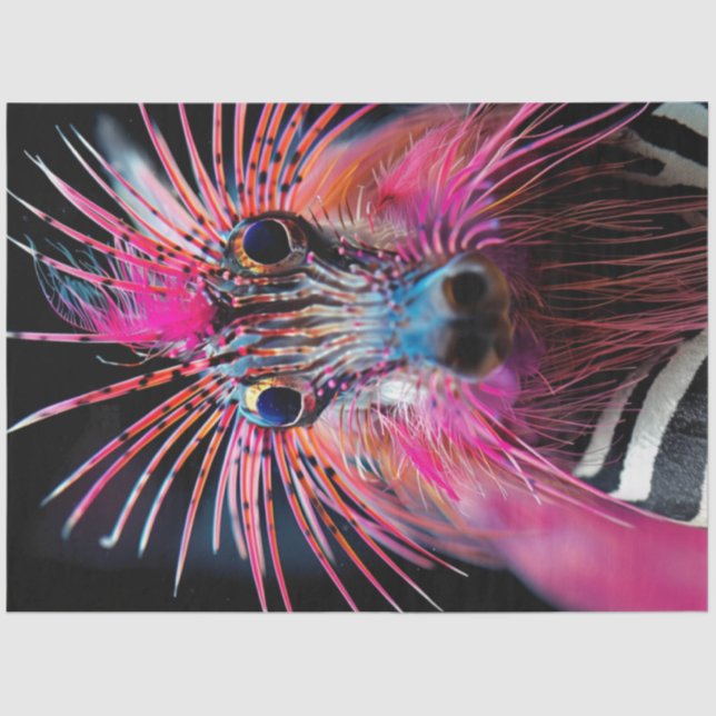 Papel De Seda Decoupage Wackadoodle Zebra Rayas Blancas Pink (Anverso)