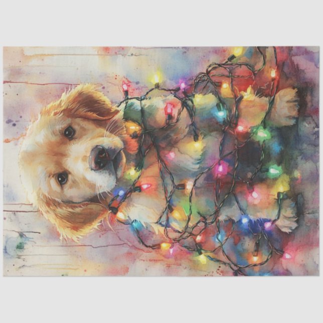 Papel De Seda Decoupage Watercolor Navidades Recuperar Pup (Anverso)