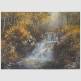 Papel De Seda Decoupage Waterfall Autumn Forest Scene
