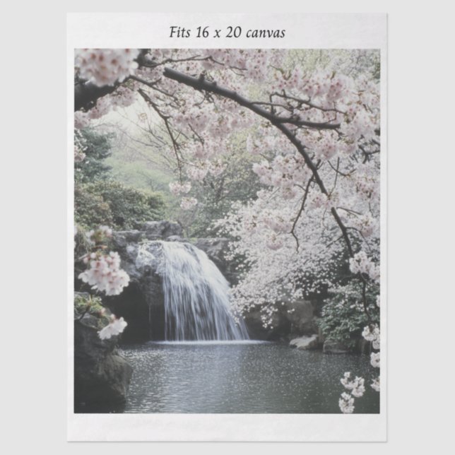 Papel De Seda Decoupage Waterfall Cherry Blossom Fits 16x20  (Anverso)