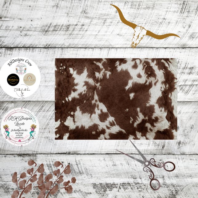 Papel De Seda Decoupage Western Brown White Cowhide Texture  (Subido por el creador)