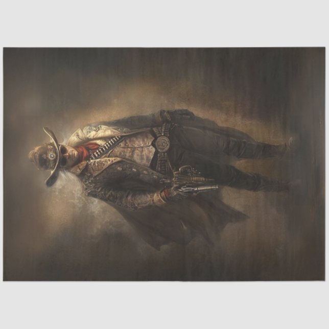 Papel De Seda Decoupage Western Cowboy Sherriff Wild West (Anverso)