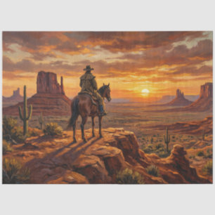 Papel De Seda Decoupage Western del Desierto Pintado Vaquero