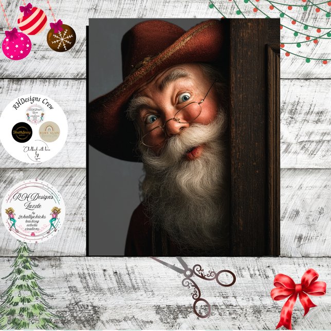 Papel De Seda Decoupage Western Peeking Santa Clause Cowboy Hat  (Subido por el creador)
