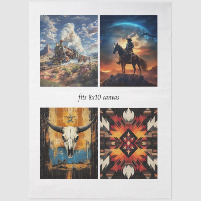 Papel De Seda Decoupage Western & Tribal 8x10 Canvas Designs  (Anverso)