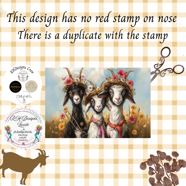 Papel De Seda Decoupage Whimsical 3 Goats In Field (Subido por el creador)