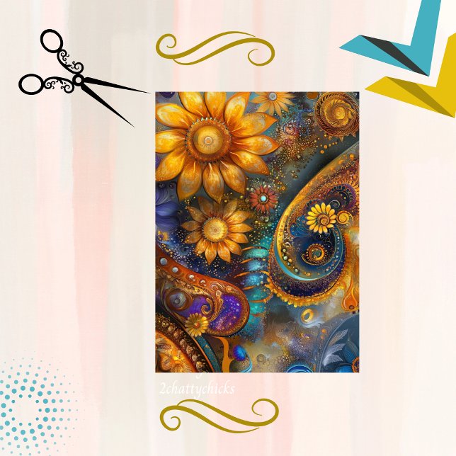 Papel De Seda Decoupage Whimsical Abstract Floral Paisley Art (Subido por el creador)