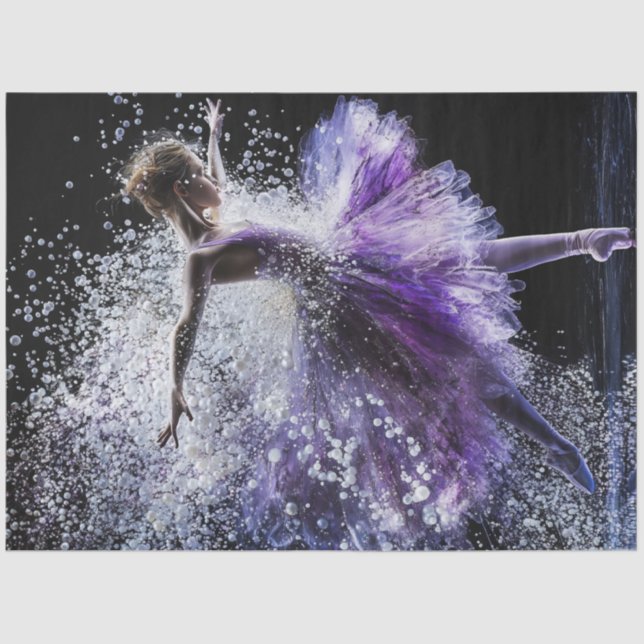 Papel De Seda Decoupage Whimsical Ballet Dancer in Purple (Anverso)
