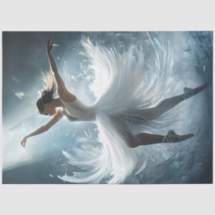 Papel De Seda Decoupage Whimsical Ballet Dancer in White