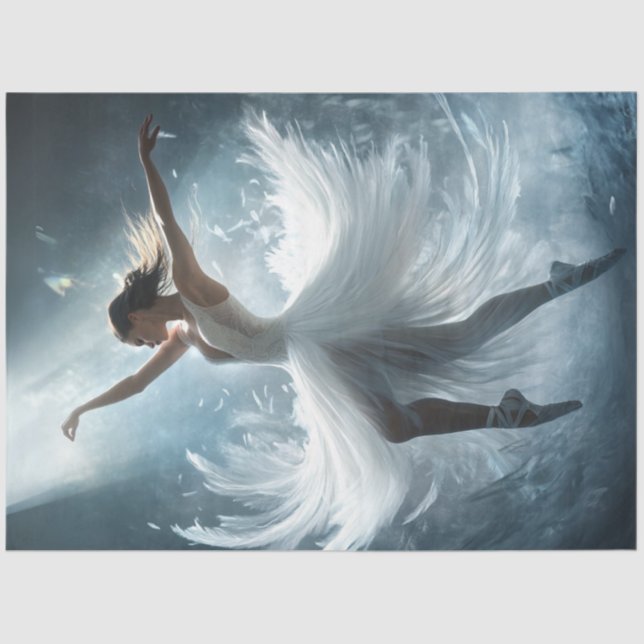 Papel De Seda Decoupage Whimsical Ballet Dancer in White (Anverso)