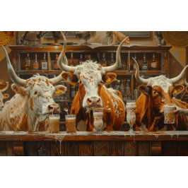 Papel De Seda Decoupage Whimsical Bar Scene Cows Bebiendo