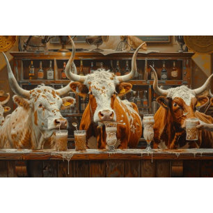 Papel De Seda Decoupage Whimsical Bar Scene Cows Bebiendo