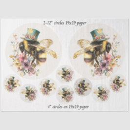 Papel De Seda Decoupage Whimsical Bee 12" Rounds 4" Coasters
