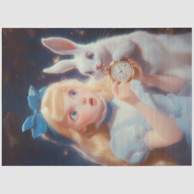 Papel De Seda Decoupage Whimsical Blona Blue Headband & Rabbit (Anverso)