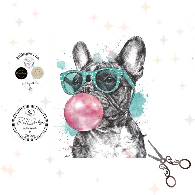 Papel De Seda Decoupage Whimsical Bubble Gum Bulldog (Subido por el creador)