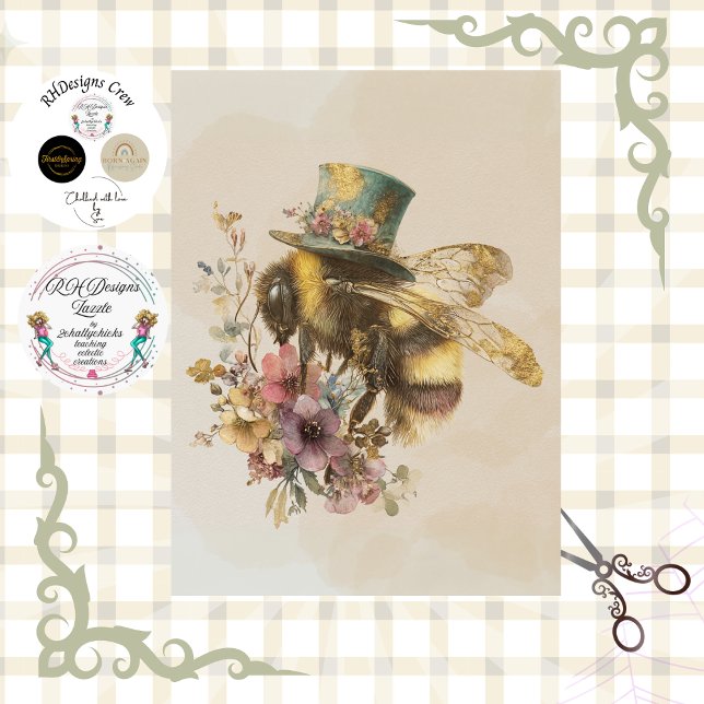 Papel De Seda Decoupage Whimsical Bumblebee in Top Hat  (Subido por el creador)