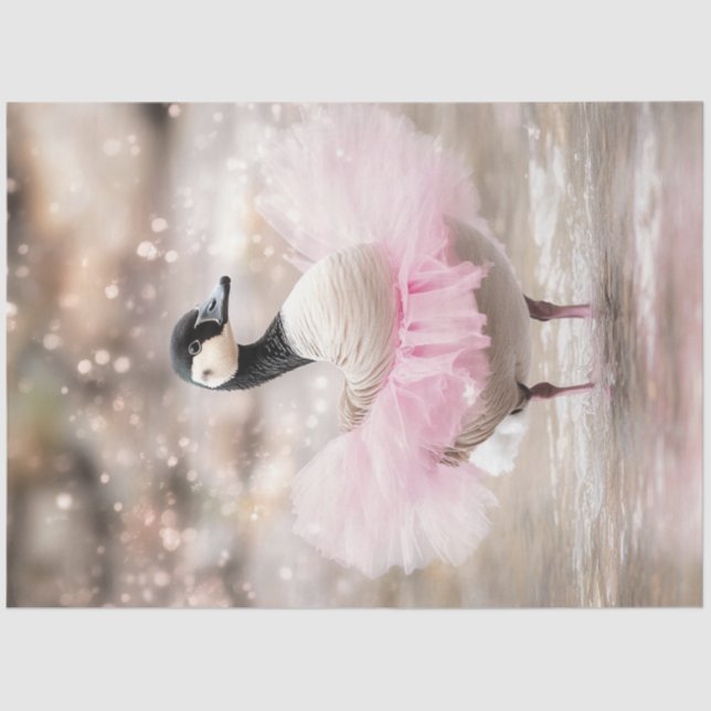 Papel De Seda Decoupage Whimsical Canadian Goose in Tutu (Anverso)