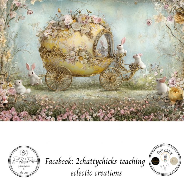 Papel De Seda Decoupage Whimsical Carriage Rabbit Easter Scene (Subido por el creador)