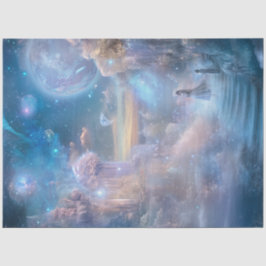 Papel De Seda Decoupage Whimsical Celestial Paisaje Misty Blue